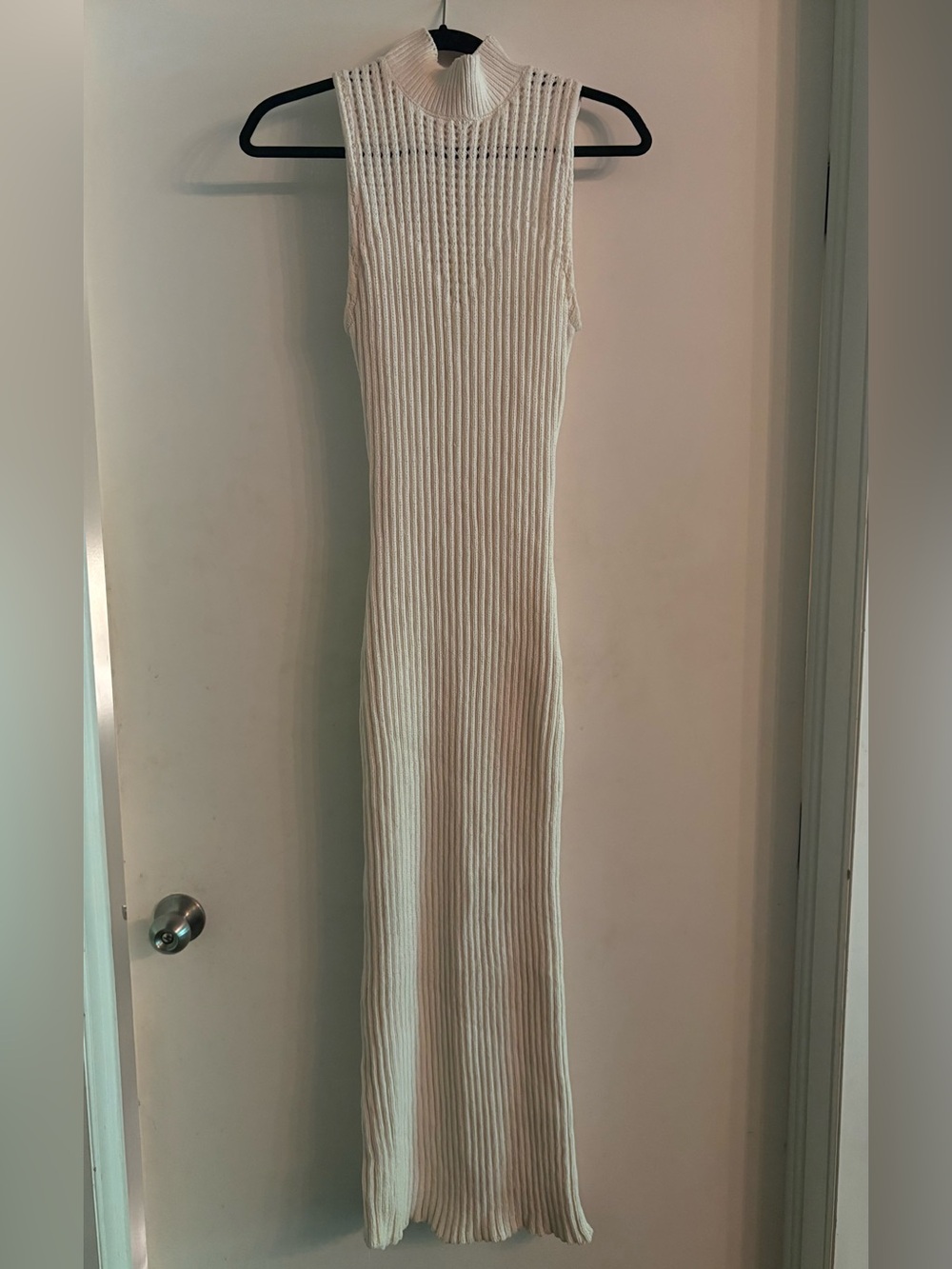 Sleeveless Ribbed Maxi Dress in Cream